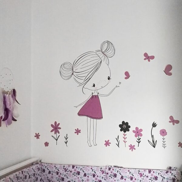 INSPIO-Autocolant textil - Zână INSPIO în culori pastelate cu fluturi și flori