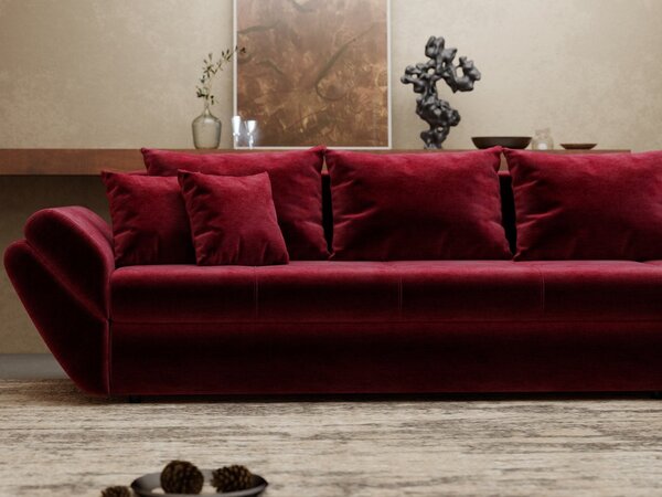 Colțar extensibil dumonde cu ladă de depozitare si sezut confortabil din spuma high-density, Loana XL Monolith Rosu II 335x185 cm