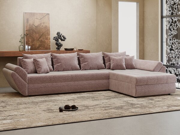 Colțar extensibil dumonde cu ladă de depozitare Loana XL Monolith Roz Pudrat II 335x185 cm