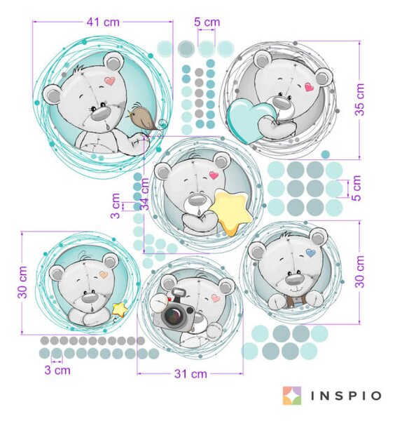 INSPIO-Autocolant textil - Autocolante pentru perete - Ursuleți cu numele copilului