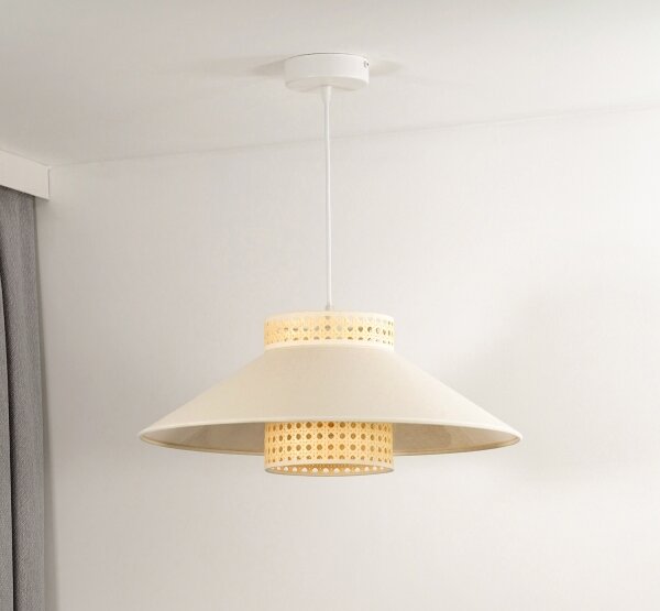 Lustră pe cablu RIO Duolla RATTAN 1xE27/15W/230V d. 45 cm bej/ratan