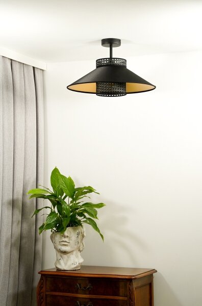 Lustră aplicată RIO Duolla RATTAN 1xE27/15W/230V d. 45 cm negru/auriu