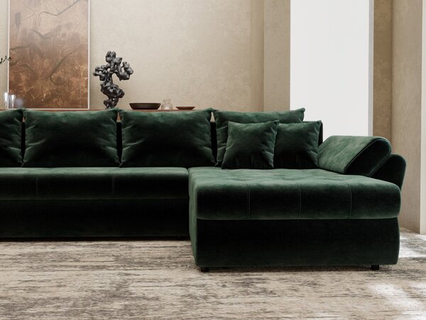 Colțar extensibil dumonde cu ladă de depozitare Loana XL Monolith Verde II 335x185 cm