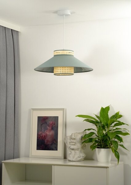Lustră pe cablu RIO Duolla RATTAN 1xE27/15W/230V d. 45 cm verde/ratan