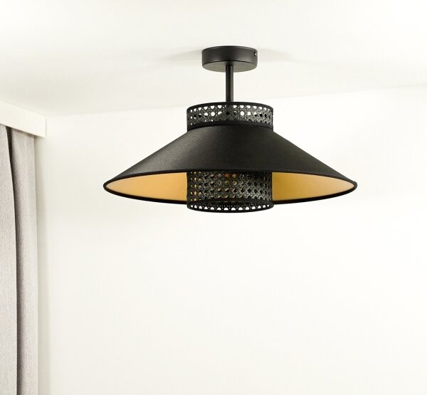 Lustră aplicată RIO Duolla RATTAN 1xE27/15W/230V d. 45 cm negru/auriu