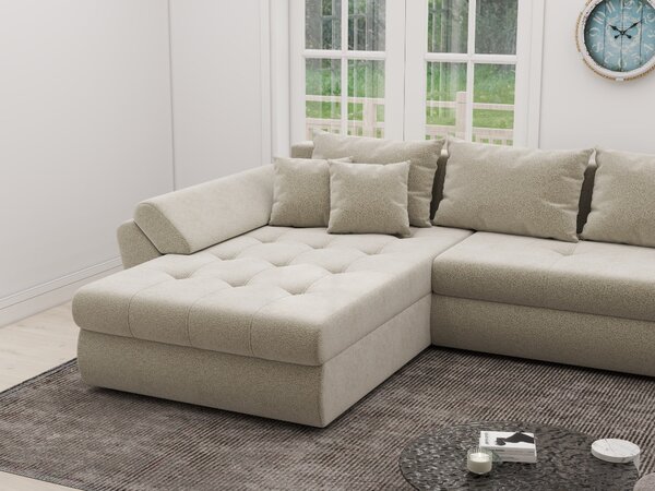 Colțar extensibil dumonde cu ladă de depozitare Loana XL Quelle Bej 02 335x185 cm