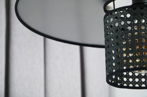 Lustră pe cablu TOKYO Duolla RATTAN 1xE27/15W/230V d. 50 cm negru/argintiu