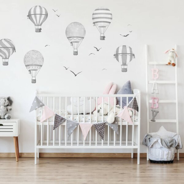 Baloane gri cu aer cald - autocolante pentru camera copiilor