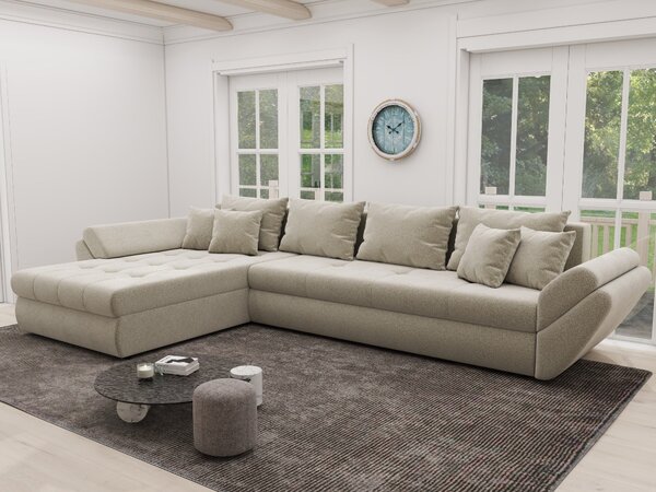 Colțar extensibil dumonde cu ladă de depozitare Loana XL Quelle Bej 02 335x185 cm