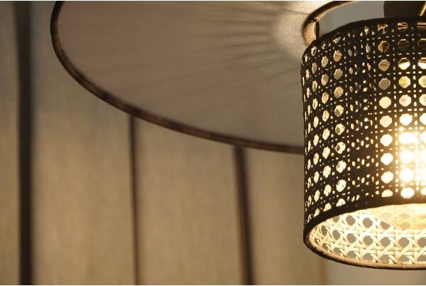 Lustră pe cablu TOKYO Duolla RATTAN 1xE27/15W/230V d. 50 cm negru/argintiu