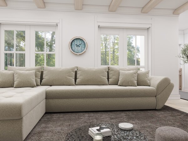 Colțar extensibil dumonde cu ladă de depozitare Loana XL Quelle Bej 02 335x185 cm