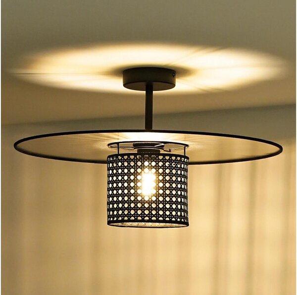 Lustră aplicată TOKYO Duolla RATTAN 1xE27/15W/230V d. 50 cm negru/argintiu