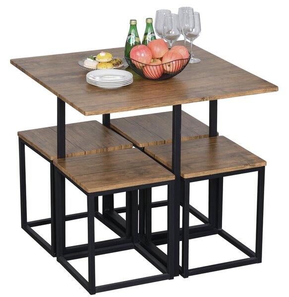 Set HOMCOM Masă și Scaune Industrial pentru Bucătărie, Design Modern, Spațiu Optimizat, Ideal pentru Micile Apartamente | Aosom Romania