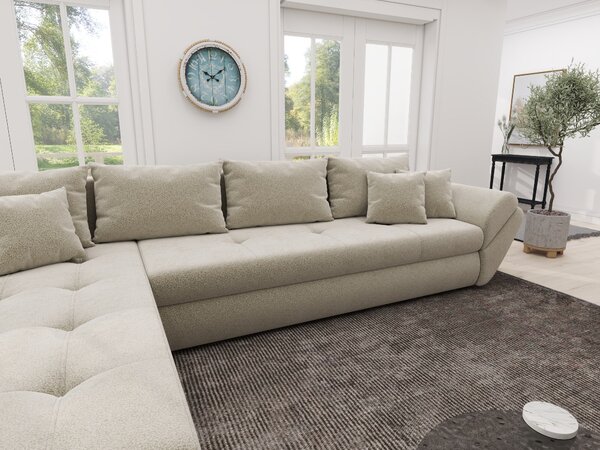 Colțar extensibil dumonde cu ladă de depozitare Loana XL Quelle Bej 02 335x185 cm