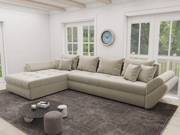 Colțar extensibil dumonde cu ladă de depozitare Loana XL Quelle Bej 02 335x185 cm