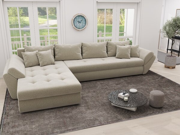 Colțar extensibil dumonde cu ladă de depozitare Loana XL Quelle Bej 02 335x185 cm