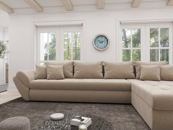 Colțar extensibil dumonde cu ladă de depozitare Loana XL Quelle Bej 05 II 335x185 cm