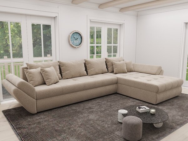 Colțar extensibil dumonde cu ladă de depozitare Loana XL Quelle Bej 05 II 335x185 cm