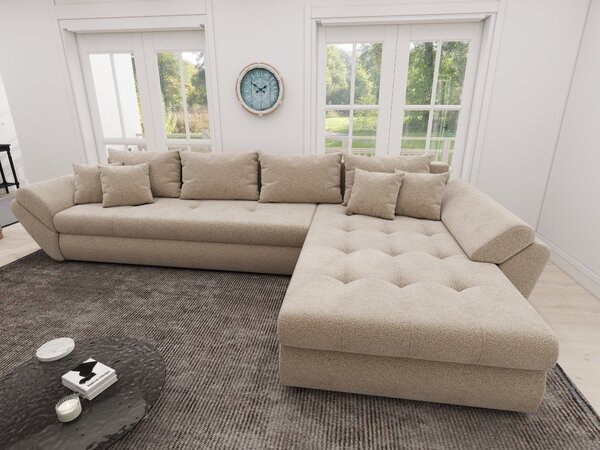 Colțar extensibil dumonde cu ladă de depozitare Loana XL Quelle Bej 05 II 335x185 cm