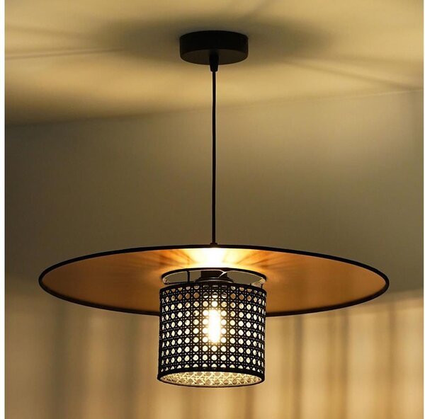 Lustră pe cablu TOKYO Duolla RATTAN 1xE27/15W/230V d. 50 cm auriu/negru