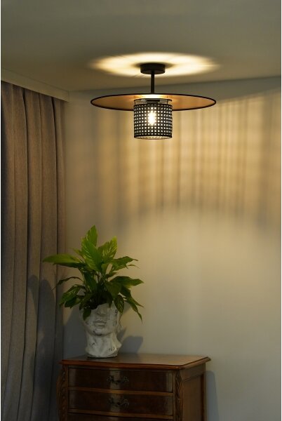 Lustră aplicată TOKYO Duolla RATTAN 1xE27/15W/230V d. 50 cm auriu/negru