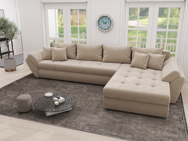 Colțar extensibil dumonde cu ladă de depozitare Loana XL Quelle Bej 05 II 335x185 cm