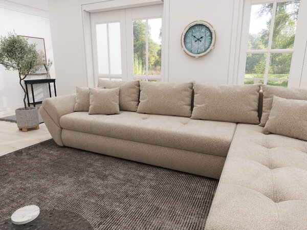 Colțar extensibil dumonde cu ladă de depozitare Loana XL Quelle Bej 05 II 335x185 cm