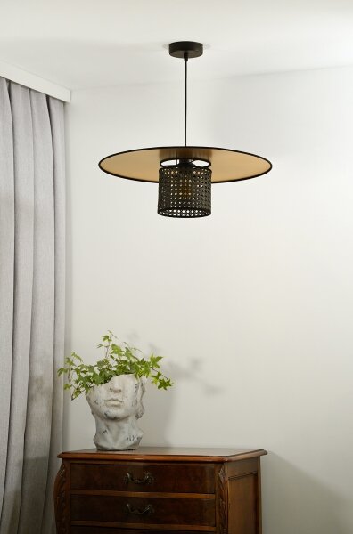 Lustră pe cablu TOKYO Duolla RATTAN 1xE27/15W/230V d. 50 cm auriu/negru