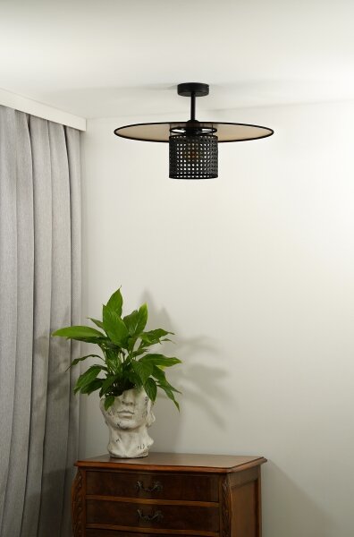 Lustră aplicată TOKYO Duolla RATTAN 1xE27/15W/230V d. 50 cm auriu/negru