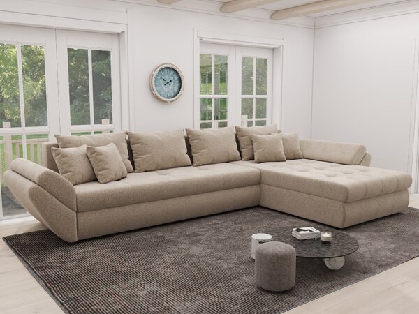 Colțar extensibil dumonde cu ladă de depozitare Loana XL Quelle Bej 05 II 335x185 cm