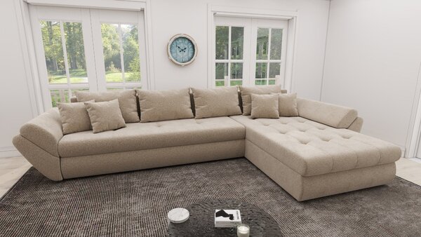 Colțar extensibil dumonde cu ladă de depozitare Loana XL Quelle Bej 05 II 335x185 cm