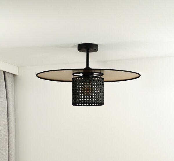 Lustră aplicată TOKYO Duolla RATTAN 1xE27/15W/230V d. 50 cm auriu/negru