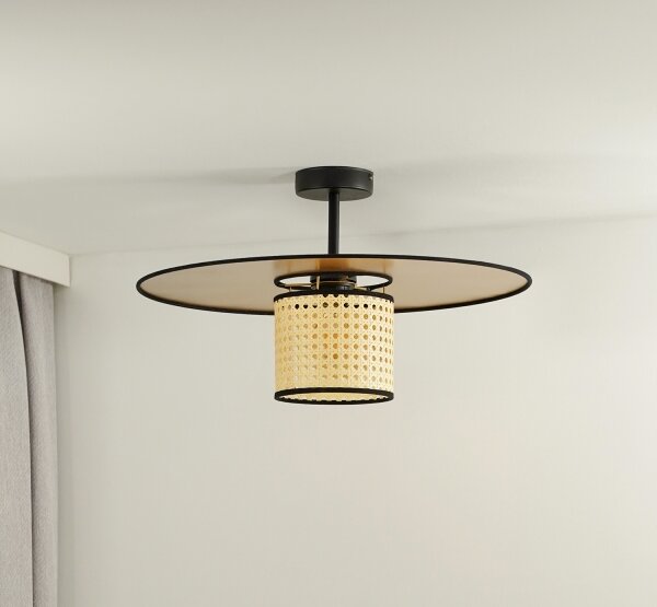 Lustră aplicată TOKYO Duolla RATTAN 1xE27/15W/230V d. 50 cm auriu/ratan