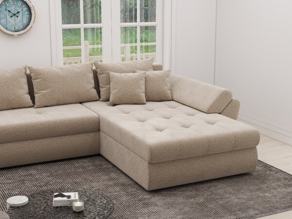 Colțar extensibil dumonde cu ladă de depozitare Loana XL Quelle Bej 05 II 335x185 cm