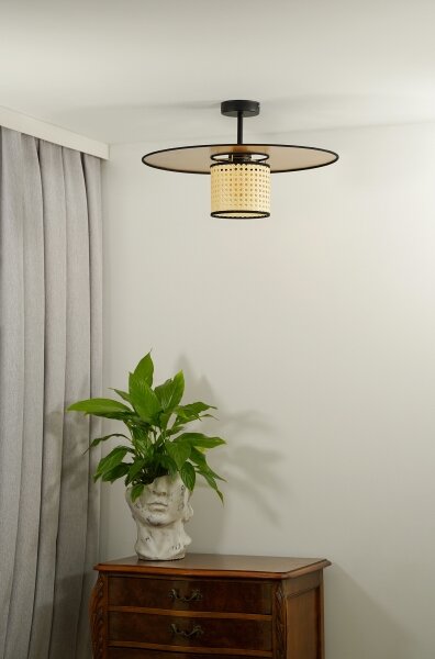 Lustră aplicată TOKYO Duolla RATTAN 1xE27/15W/230V d. 50 cm auriu/ratan