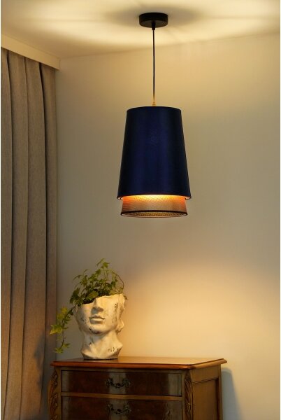Lustră pe cablu BELL Duolla SHINY 1xE27/15W/230V d. 25 cm albastru/cupru