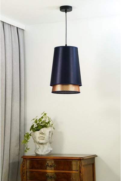 Lustră pe cablu BELL Duolla SHINY 1xE27/15W/230V d. 25 cm albastru/cupru