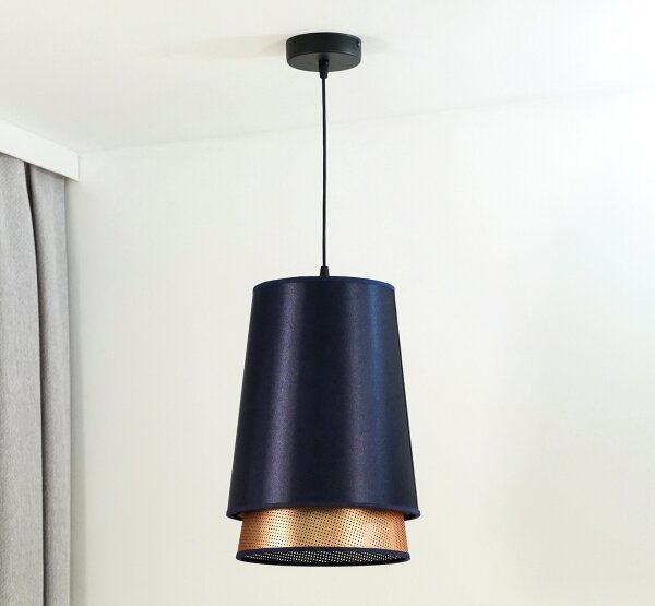 Lustră pe cablu BELL Duolla SHINY 1xE27/15W/230V d. 25 cm albastru/cupru