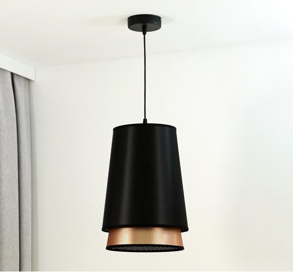 Lustră pe cablu BELL Duolla SHINY 1xE27/15W/230V d. 25 cm negru/cupru