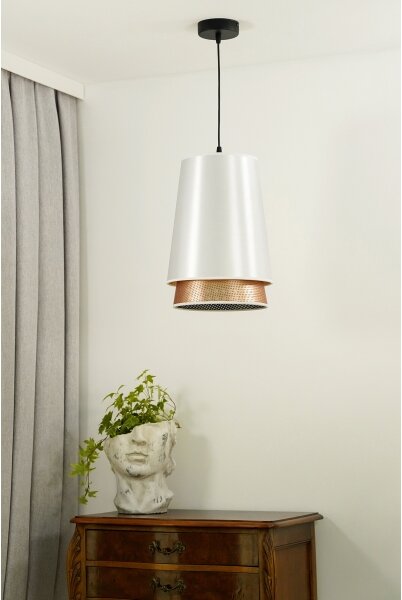 Lustră pe cablu BELL Duolla SHINY 1xE27/15W/230V d. 25 cm alb/cupru