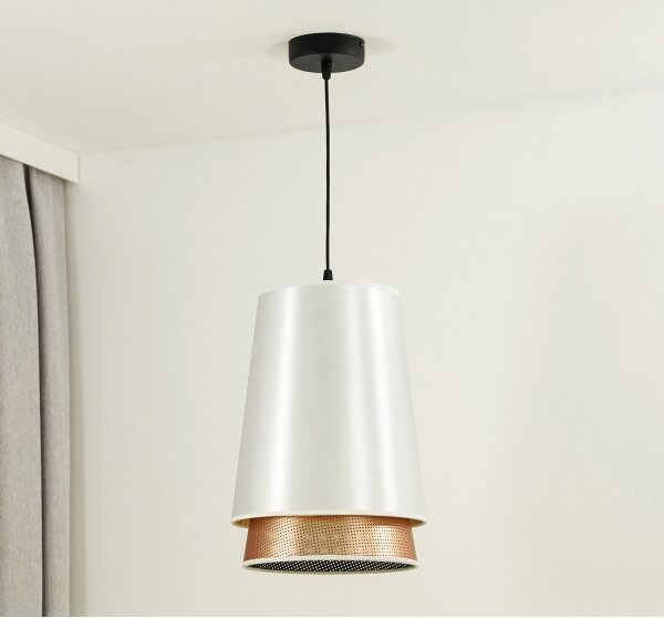 Lustră pe cablu BELL Duolla SHINY 1xE27/15W/230V d. 25 cm alb/cupru