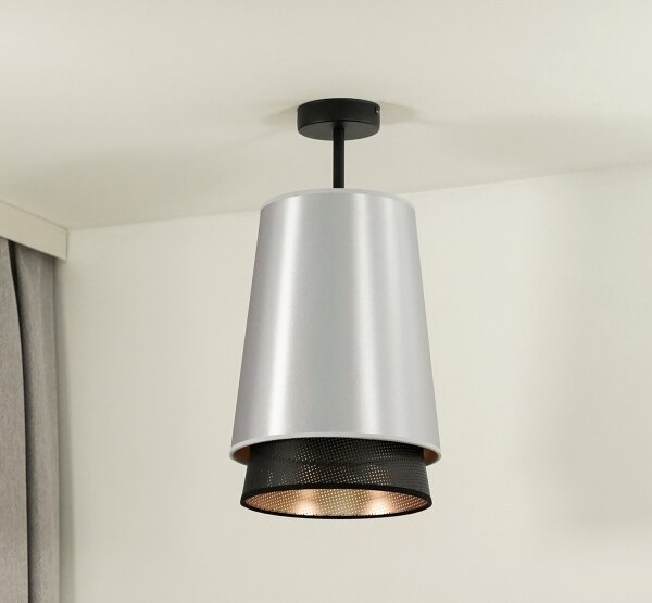 Lustră aplicată BELL Duolla SHINY 1xE27/15W/230V d. 25 cm argintiu/negru