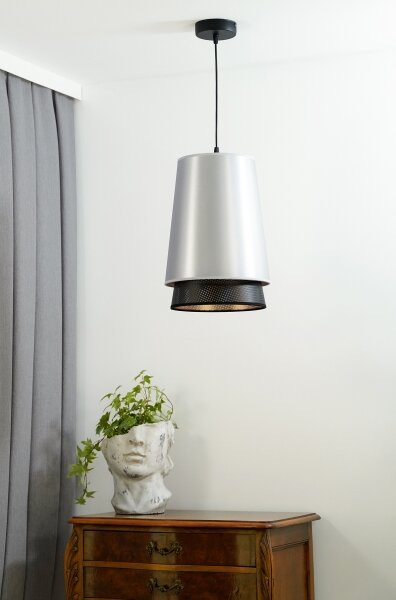 Lustră pe cablu BELL Duolla SHINY 1xE27/15W/230V d. 25 cm argintiu/negru