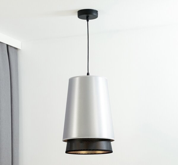 Lustră pe cablu BELL Duolla SHINY 1xE27/15W/230V d. 25 cm argintiu/negru