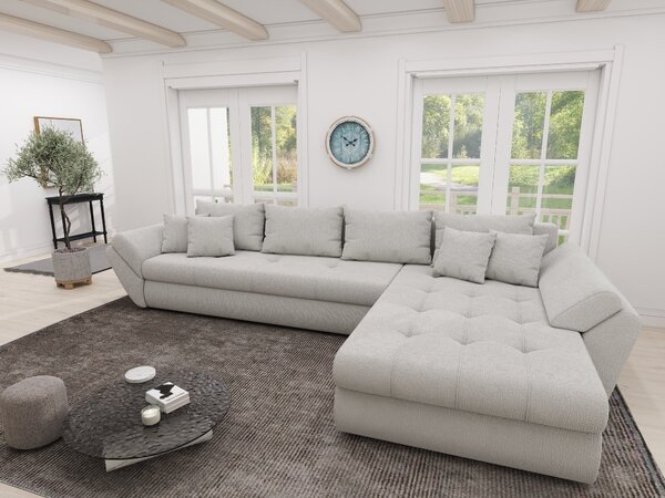 Colțar extensibil dumonde cu ladă de depozitare si sezut confortabil din spuma high-density, Loana XL Vibe Bej 03 II 335x185 cm