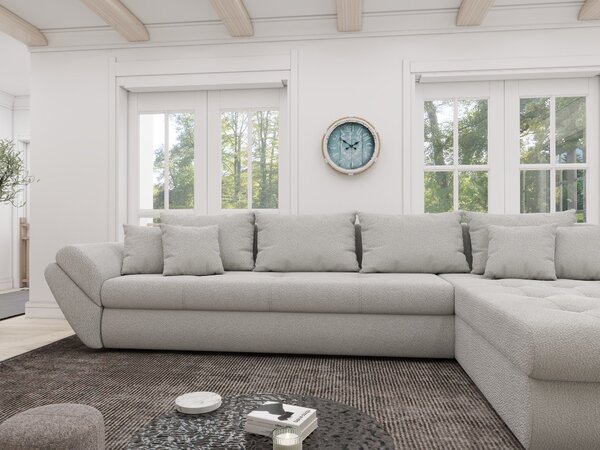 Colțar extensibil dumonde cu ladă de depozitare si sezut confortabil din spuma high-density, Loana XL Vibe Bej 03 II 335x185 cm
