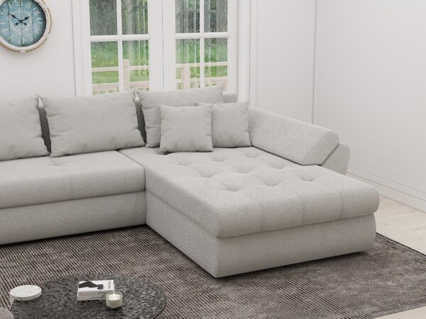 Colțar extensibil dumonde cu ladă de depozitare si sezut confortabil din spuma high-density, Loana XL Vibe Bej 03 II 335x185 cm