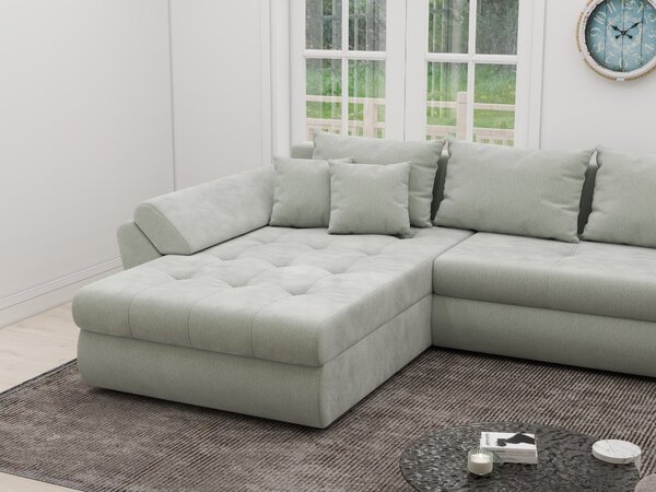 Colțar extensibil dumonde cu ladă de depozitare Loana XL Vibe Mint 335x185 cm