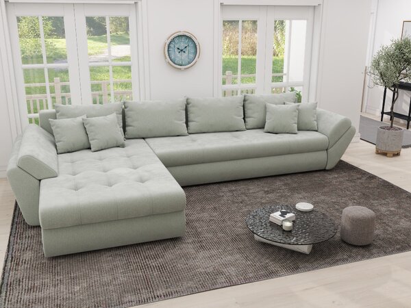 Colțar extensibil dumonde cu ladă de depozitare Loana XL Vibe Mint 335x185 cm