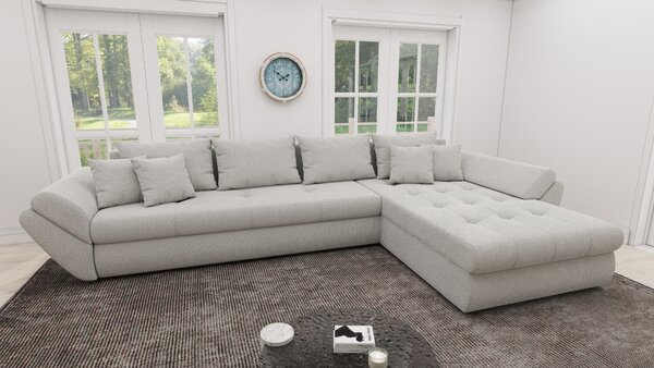 Colțar extensibil dumonde cu ladă de depozitare si sezut confortabil din spuma high-density, Loana XL Vibe Bej 03 II 335x185 cm